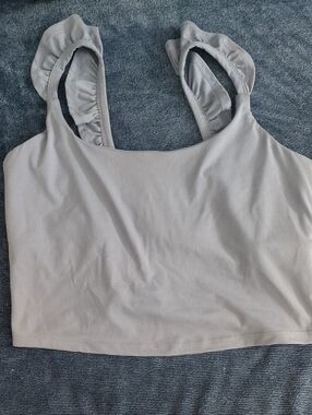 Muted Purple Blogilates Ruffled Strap Cropped Tank